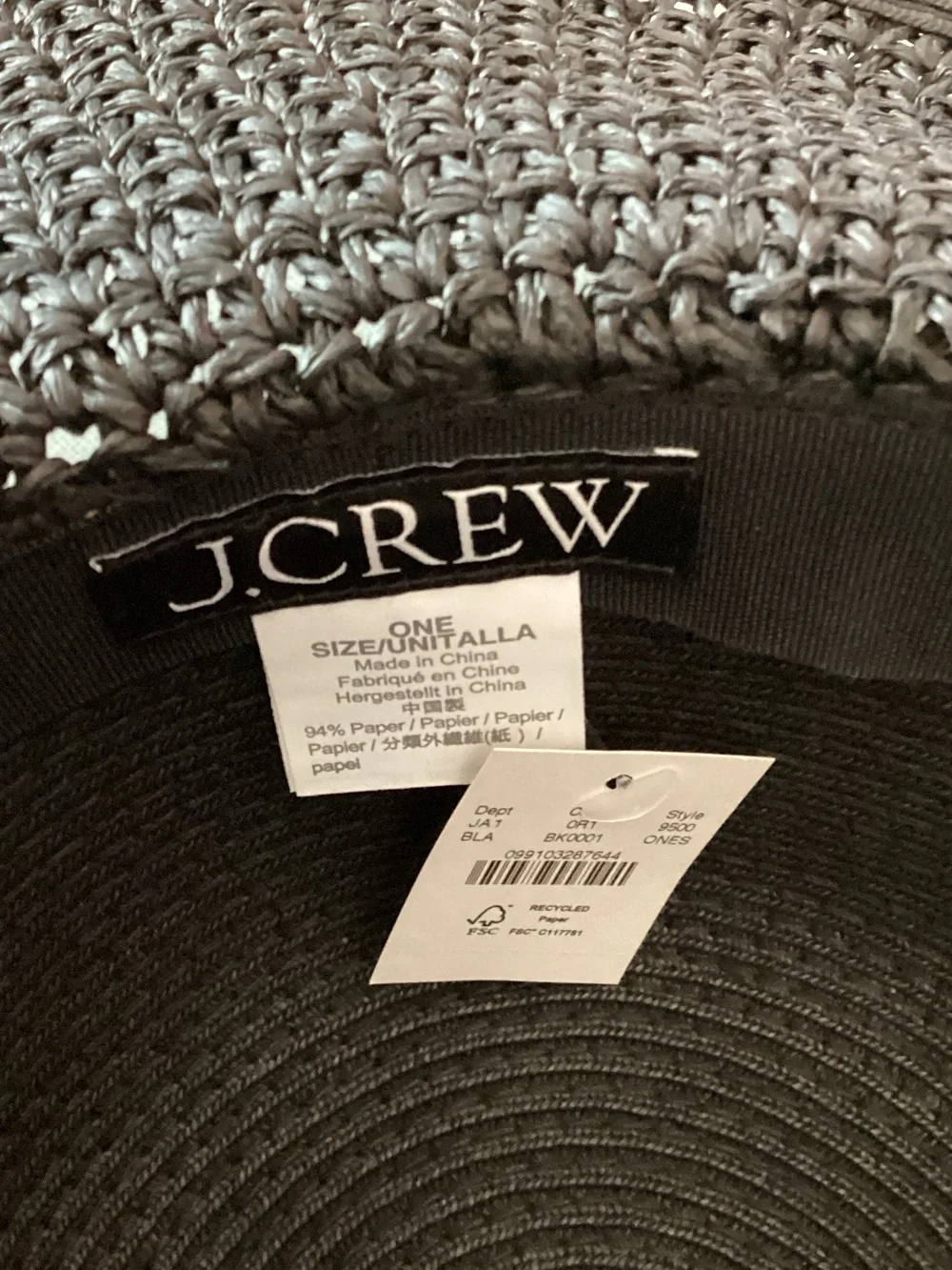 J. Crew Black Wide-Brim Straw Sun Hat